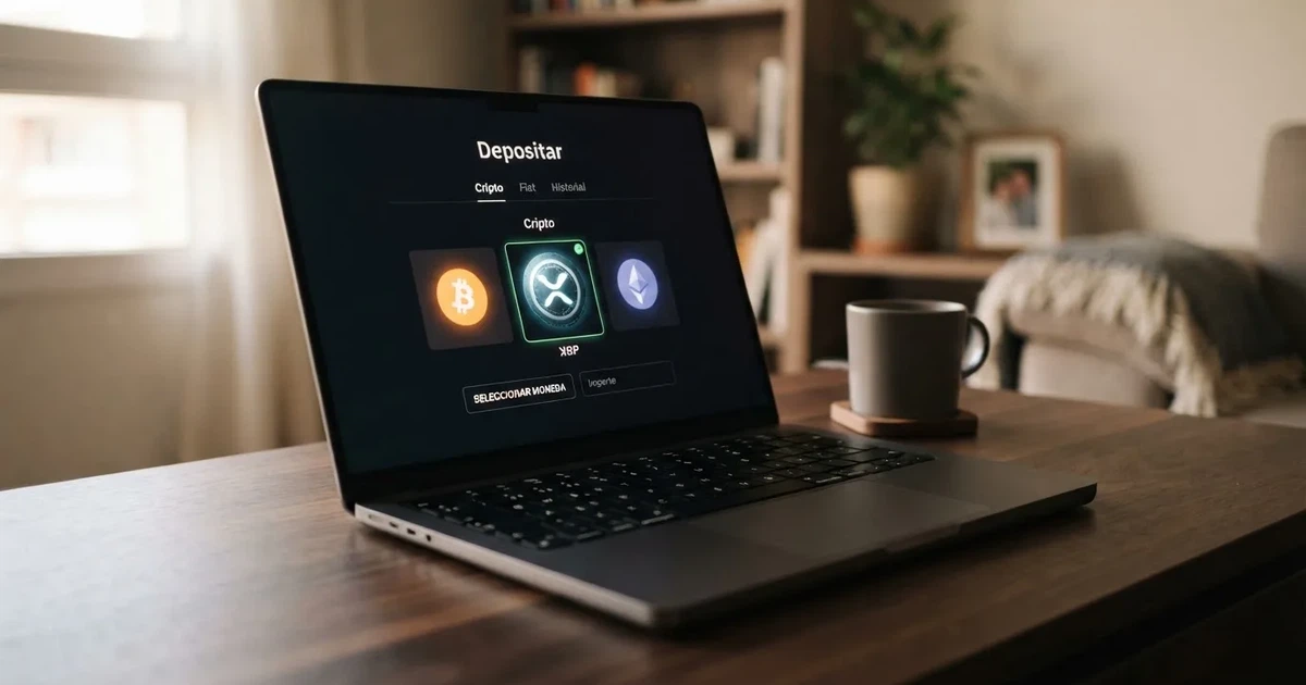 Interfaz de un casino online que muestra XRP como método de pago en la caja de depósito, junto a otras criptomoneds como Bitcoin y Ethereum