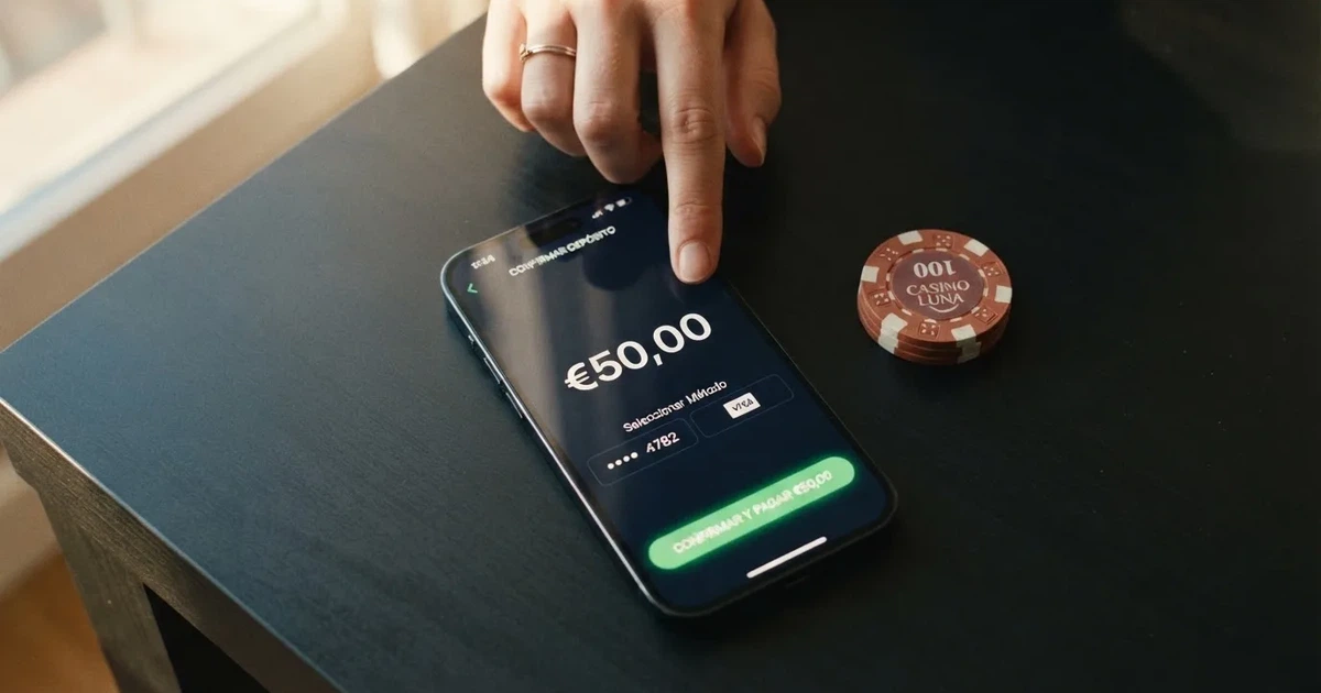 Interfaz de un casino online mostrando la opción de depósito con Solana junto al logotipo de Phantom wallet