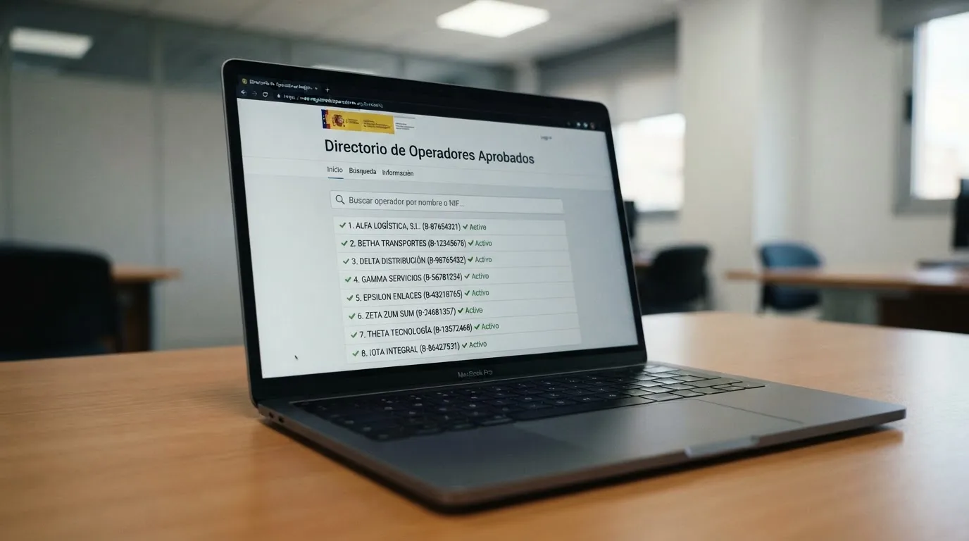 Captura del registro oficial de la DGOJ en ordenacionjuego.es con el listado de operadores autorizados y el dominio .es visible como distintivo