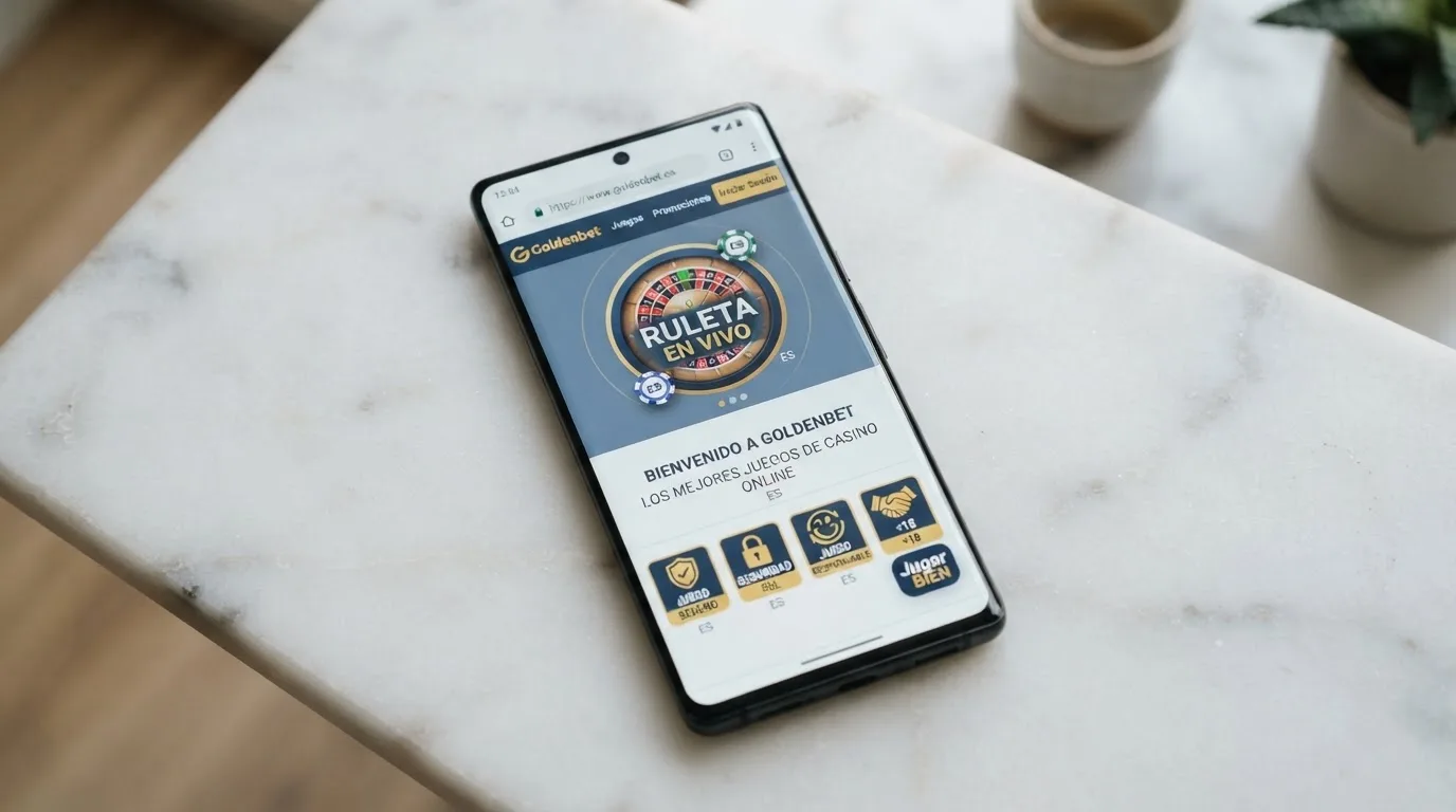 Pantalla de un casino online español con el dominio .es y los sellos de juego seguro visibles en el pie de página