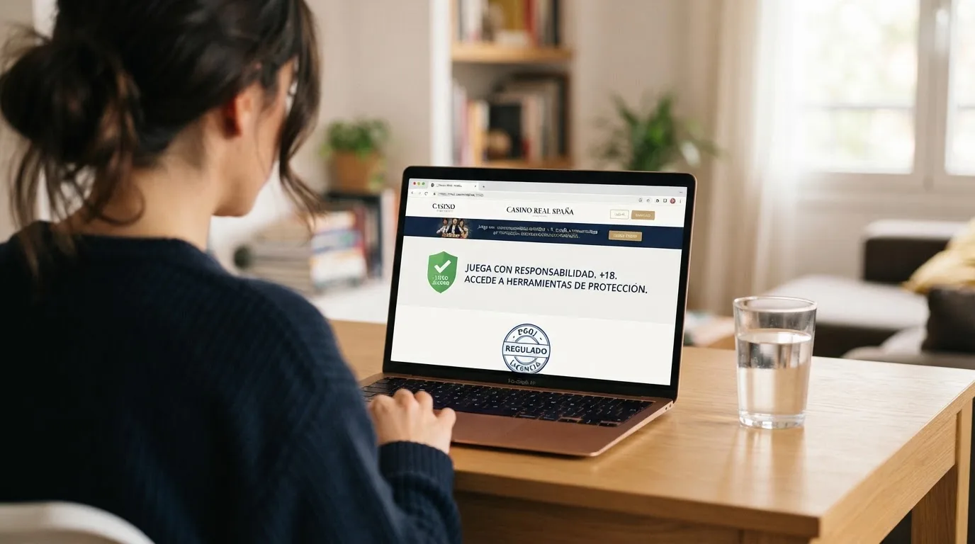 Sello o logotipo de la Dirección General de Ordenación del Juego en el pie de un casino online español con dominio .es