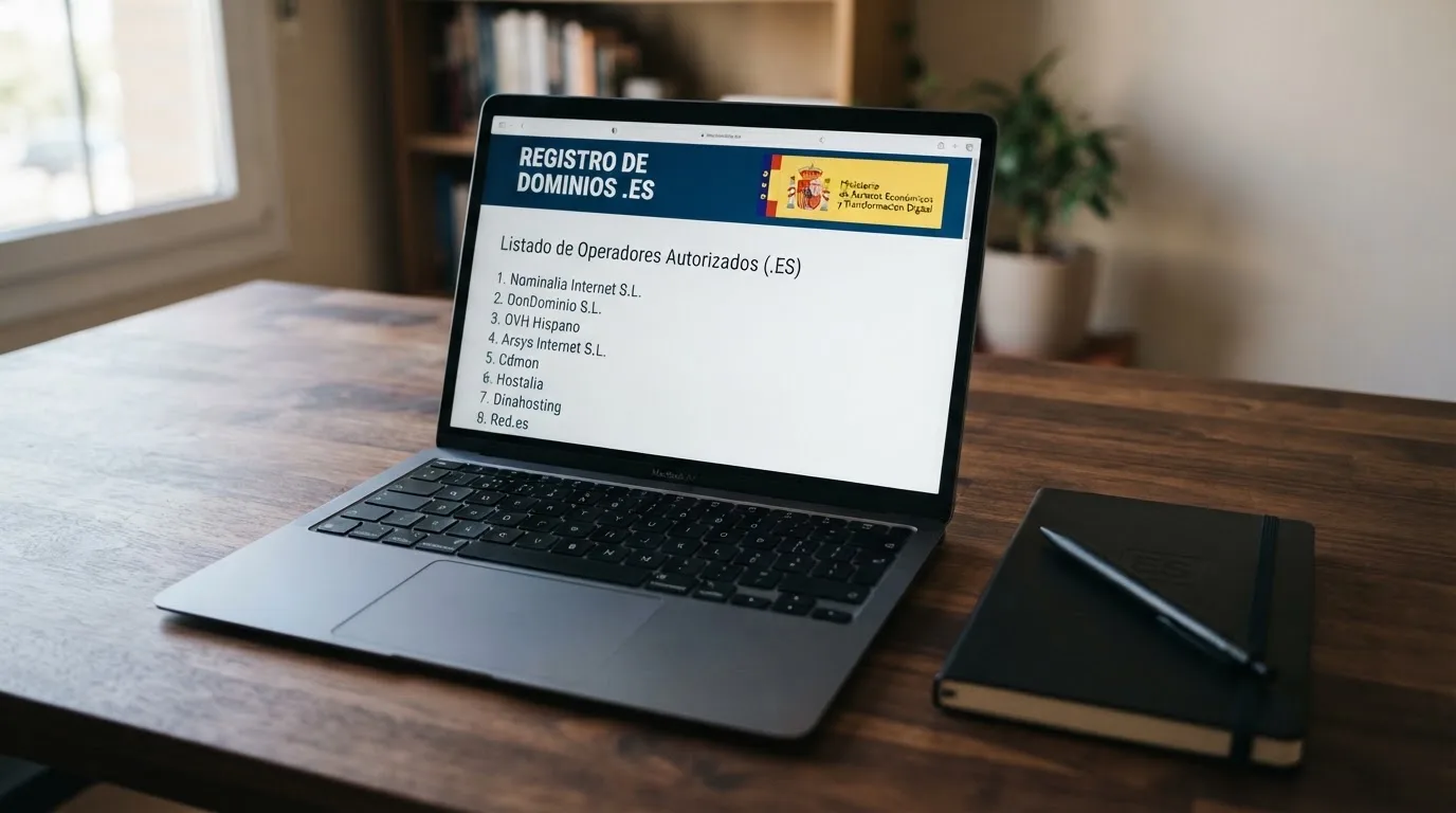 Pantalla del registro público de operadores autorizados de la DGOJ con el dominio .es visible