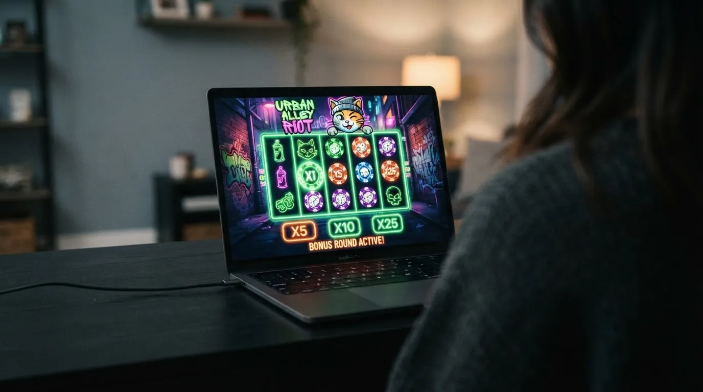 Pantalla del slot Chaos Crew de Hacksaw Gaming durante una ronda de bonificación con multiplicadores