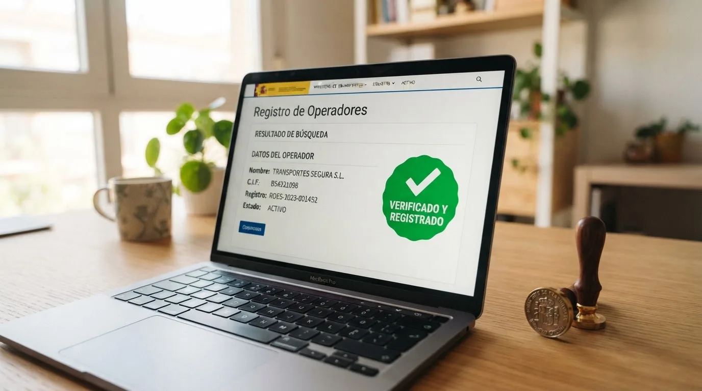 Sello o distintivo de licencia de la DGOJ junto a la interfaz de consulta del registro oficial de operadores